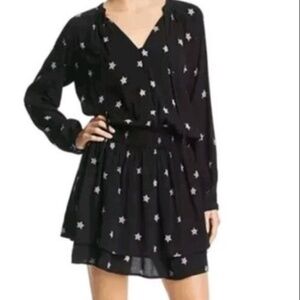 RAILS Jasmine Ruffle Hem Dress In Black Rivet Star, size Small